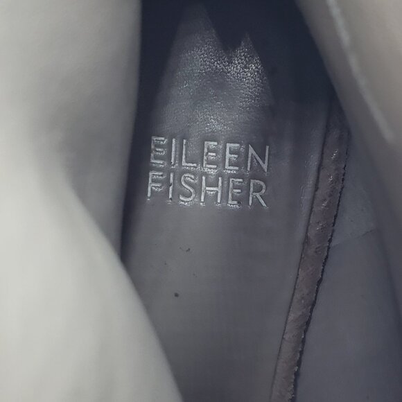 Eileen Fisher Slew Leather Lace Up Boots 6 Womens Booties Block Heels Taupe - Picture 7 of 8